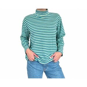 Vintage Striped Mock Neck Sweater Cotton Studio Works